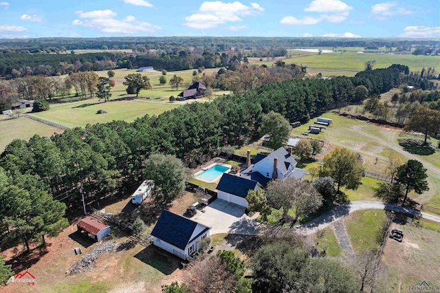 drone / aerial view featuring a rural view