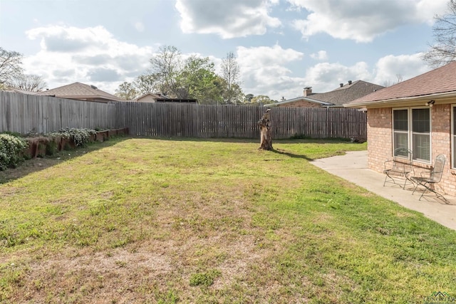 view of yard with a patio area