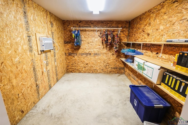 storage area with an AC wall unit