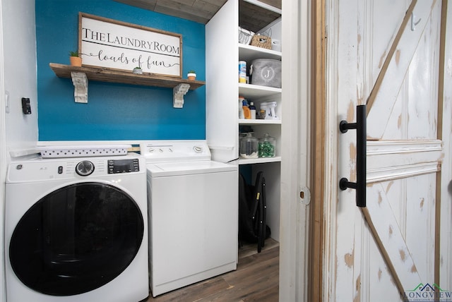 144 Hollie Cir, Sulphur Springs, TX 75482 - washroom with separate washer and dryer and wood finished floors