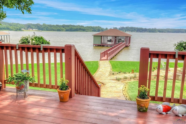209 Rocky Point Rd, Mount Vernon, TX 75457 - wooden deck featuring a water view and a yard