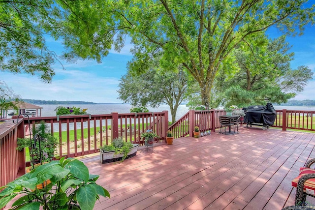 209 Rocky Point Rd, Mount Vernon, TX 75457 - deck featuring a water view and grilling area