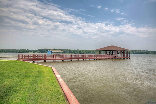 209 Rocky Point Rd, Mount Vernon, TX 75457 - dock with a water view and a lawn