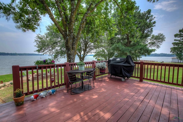 209 Rocky Point Rd, Mount Vernon, TX 75457 - deck with a water view and a grill