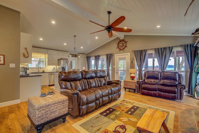 209 Rocky Point Rd, Mount Vernon, TX 75457 - living area with a ceiling fan, light wood-style flooring, and recessed lighting