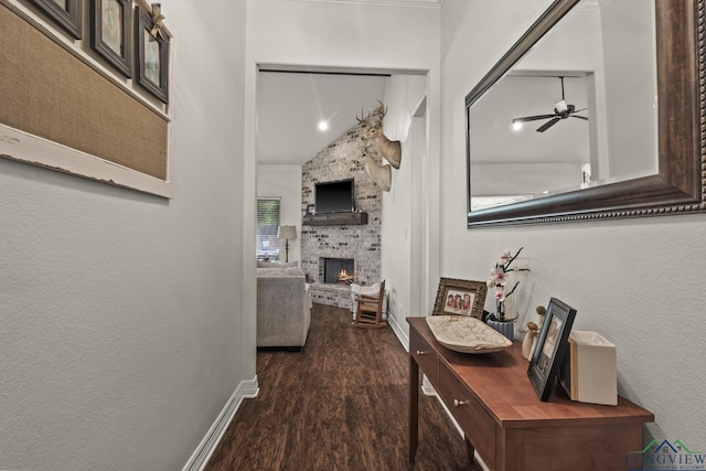 corridor featuring dark hardwood / wood-style flooring