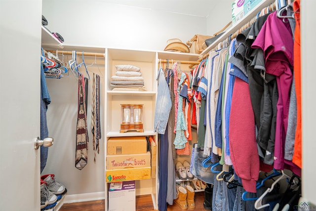 spacious closet featuring hardwood / wood-style floors