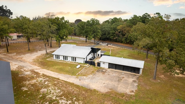 view of aerial view at dusk