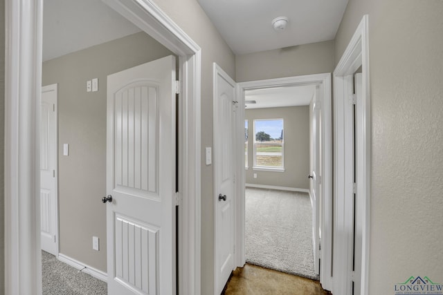 corridor with light carpet