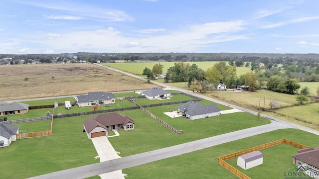 drone / aerial view with a rural view