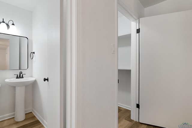 bathroom featuring hardwood / wood-style floors