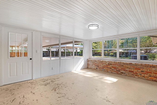 view of unfurnished sunroom