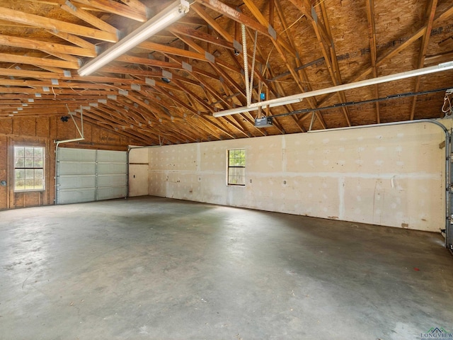 garage with a garage door opener