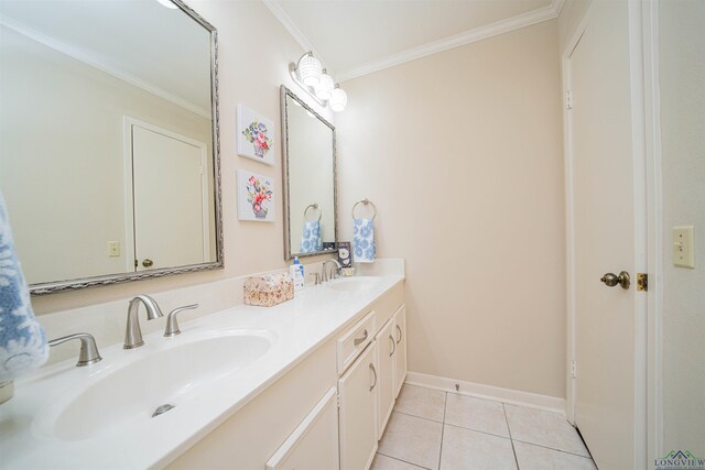 1902 W Warwick Cir, Longview, TX 75601 - full bath with ornamental molding, tile patterned flooring, and double vanity