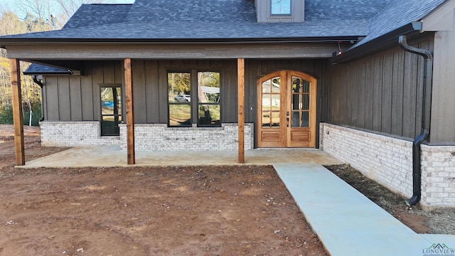 property entrance with french doors