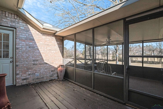 deck featuring a sunroom