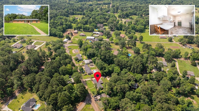 4525 Surratt Rd, Longview, TX 75604 - aerial overview of property's location with property boundaries highlighted and a heavily wooded area