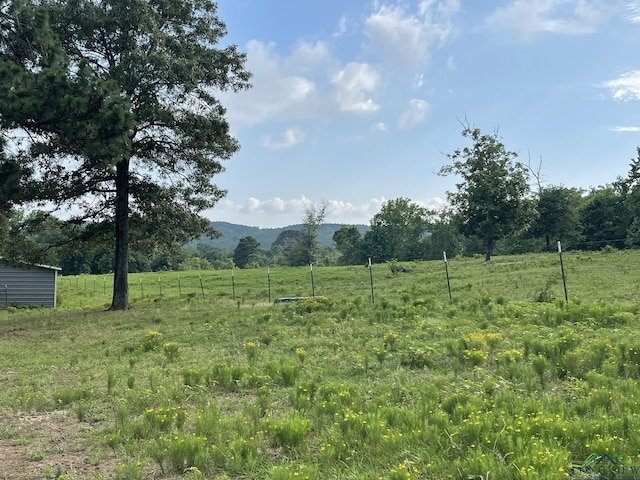 view of yard with a mountain view and a rural view