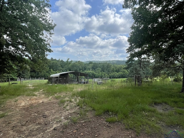 view of yard with a rural view