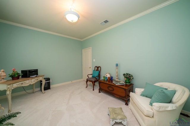 7 Casey Ct, Longview, TX 75604 - living area with ornamental molding, carpet, and a desk