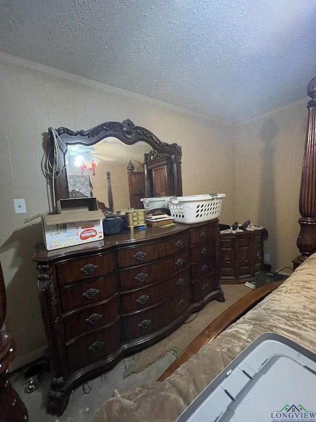 bedroom with a textured ceiling