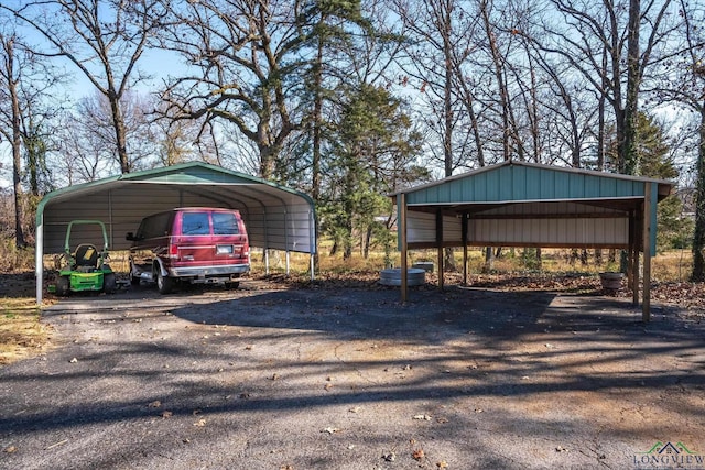 view of parking / parking lot with a carport