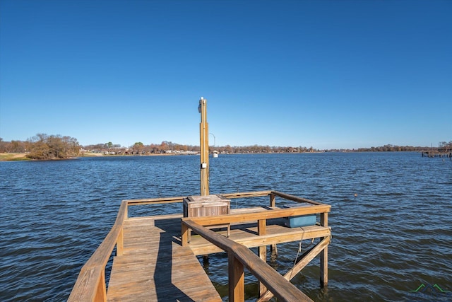 view of dock featuring a water view