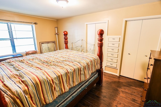 bedroom featuring dark hardwood / wood-style floors