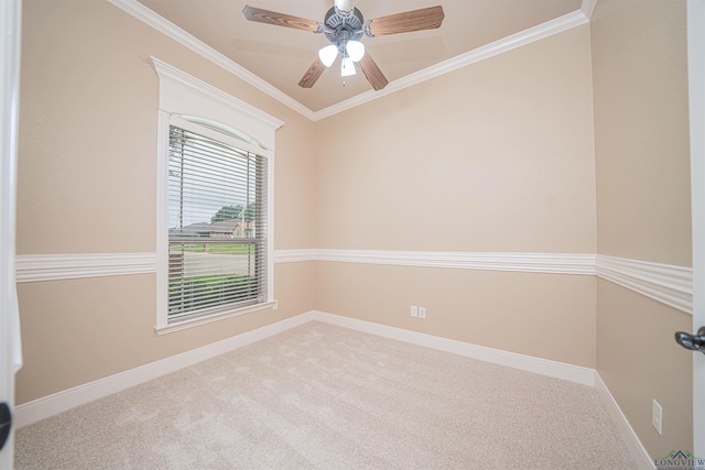 2532 Windmill Ln, Longview, TX 75601 - empty room featuring carpet, ornamental molding, and ceiling fan