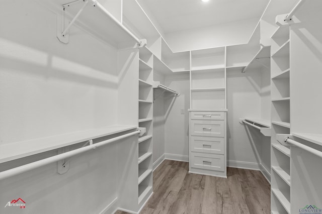 walk in closet featuring light hardwood / wood-style floors