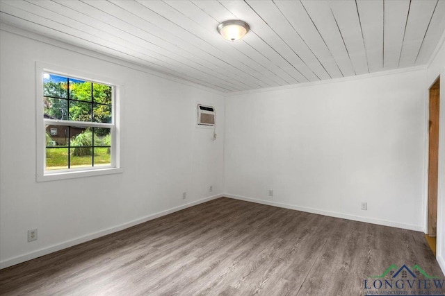 1150 Fm 139, Joaquin, TX 75954 - empty room featuring wood finished floors, wood ceiling, and a wall unit AC