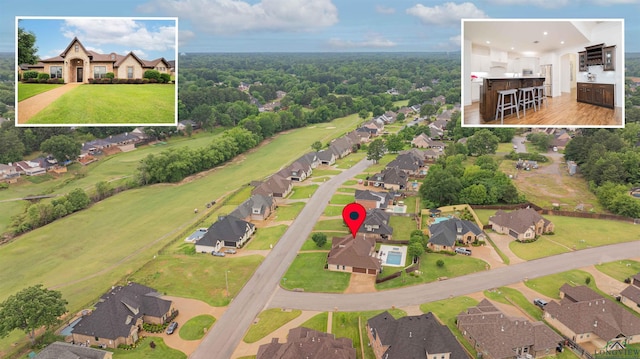 aerial view with a residential view