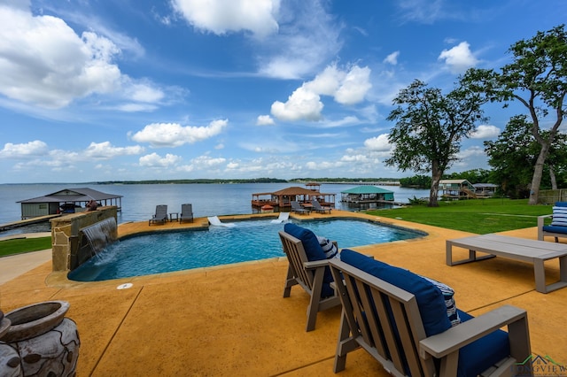 22551 Pine St, Frankston, TX 75763 - outdoor pool with a patio area and a water view