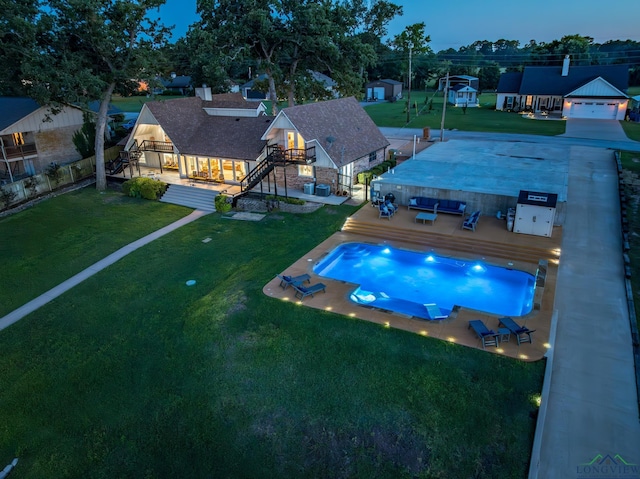 22551 Pine St, Frankston, TX 75763 - view of pool featuring stairway and a patio area