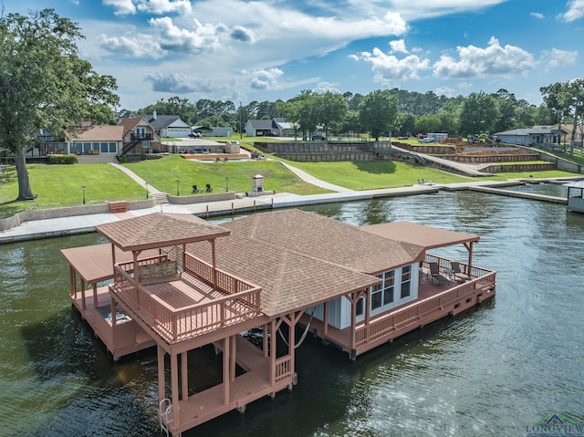 22551 Pine St, Frankston, TX 75763 - dock with a lawn and a deck with water view