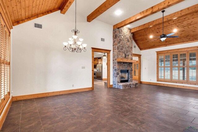 unfurnished dining area with an inviting chandelier