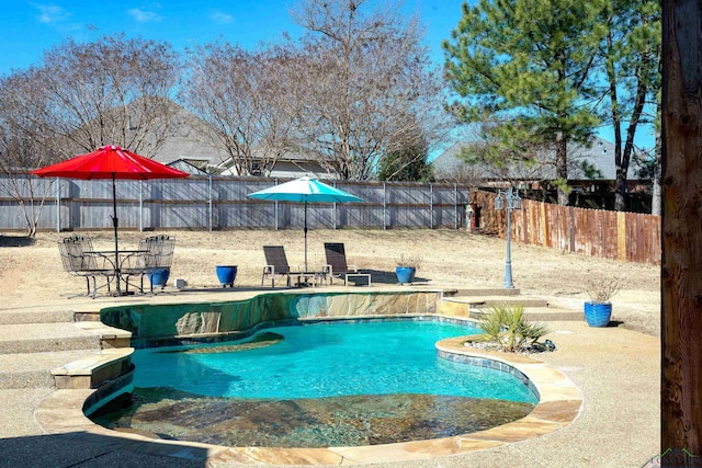 view of swimming pool with a patio area