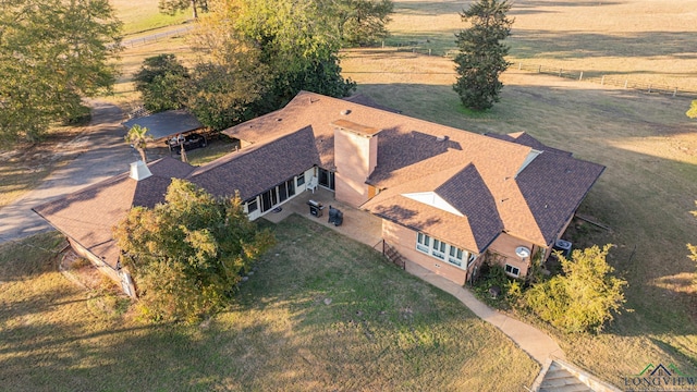 drone / aerial view with a rural view