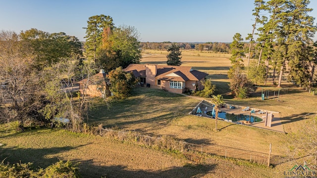 drone / aerial view with a rural view