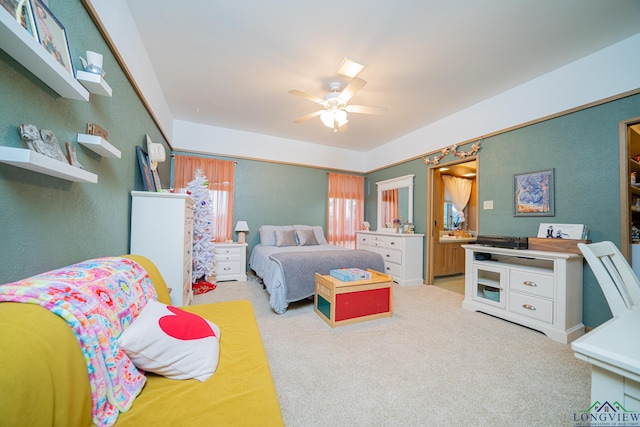 bedroom with carpet and ceiling fan