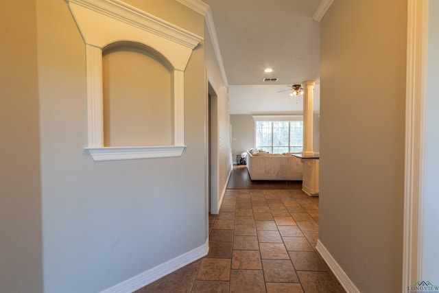 hall with crown molding