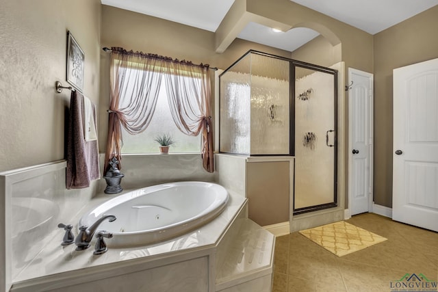220 Cedar Rdg, Longview, TX 75602 - bathroom featuring a whirlpool tub, tile patterned floors, and a stall shower