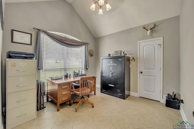 220 Cedar Rdg, Longview, TX 75602 - office space featuring baseboards, light tile patterned floors, and lofted ceiling