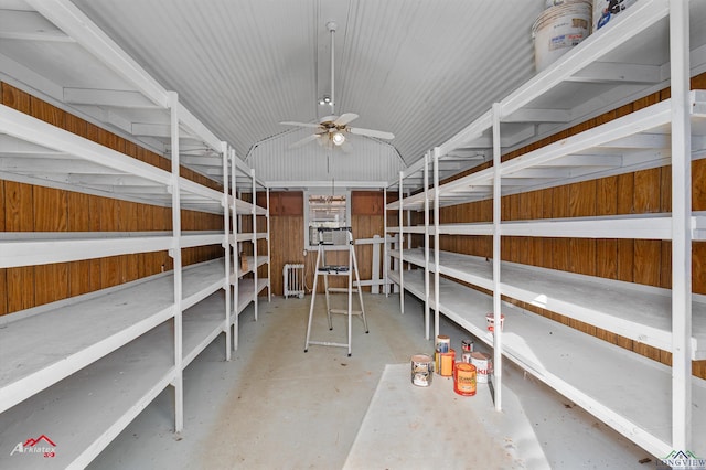 storage featuring ceiling fan