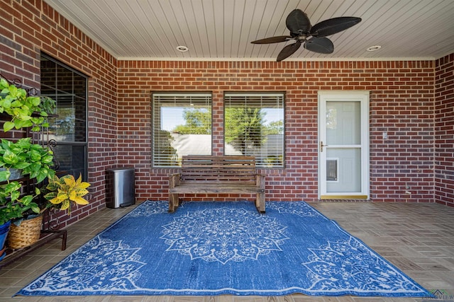 view of patio with ceiling fan