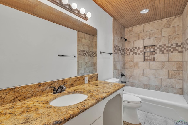 1702 Eastwood St, Longview, TX 75604 - full bathroom featuring tile patterned floors, vanity, washtub / shower combination, and wooden ceiling