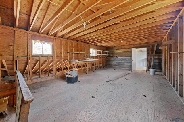 view of unfinished attic