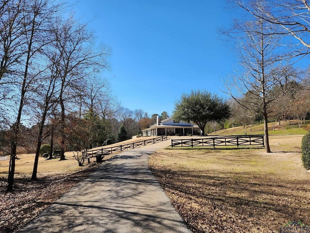 view of street with a rural view