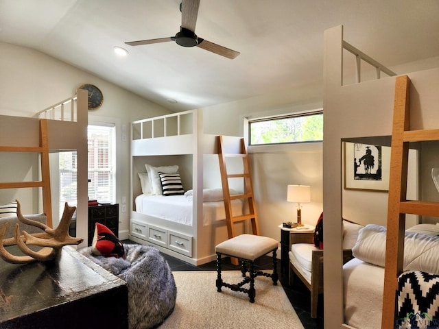 bedroom featuring vaulted ceiling