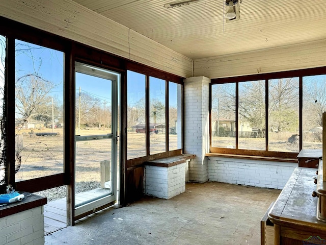 view of unfurnished sunroom